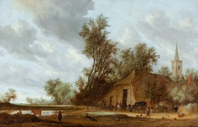 The Halt at the Inn by Salomon van Ruisdael or Ruysdael